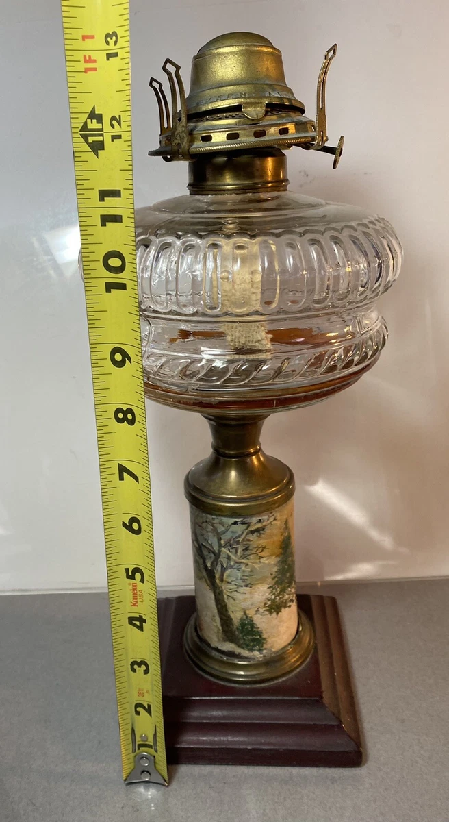 Antique Queen Anne Oil Lamp Metal Pedestal Base Painted Stem Scoville Mfg