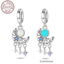 KUNSIR Authentic 100% 925 Sterling Silver Moon Charm For Bracelet or Necklace