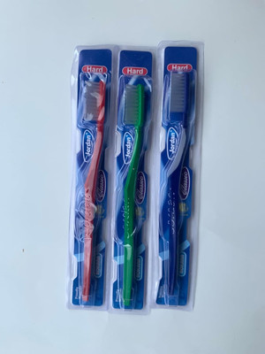 3X Classic Hard Tooth Brush from Africa Random Color, Blue Green Red
