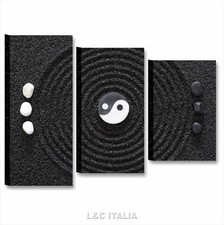 Zen stone 7 Quadro per bagno con sassi neri yin yang 85x60 stampa su tela