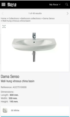Roca Dama Senso Wandhängendes Glasporzellan 800 x 530 mm