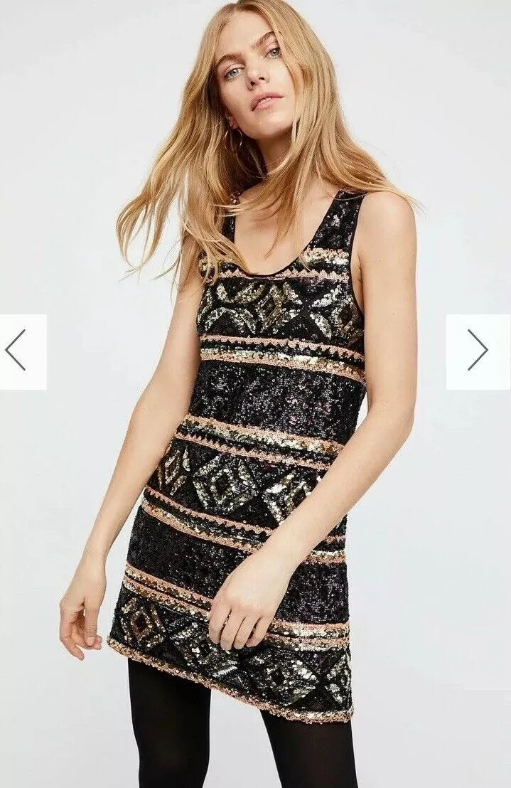 Black and gold swing dress top