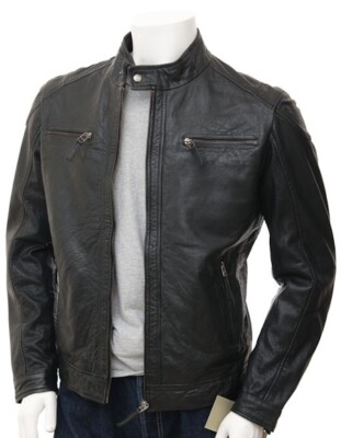 vintage black leather jacket イタリア製 Vintage RAFFAELO Black Leather 3-Button Jacket Car Coat Sz. 44