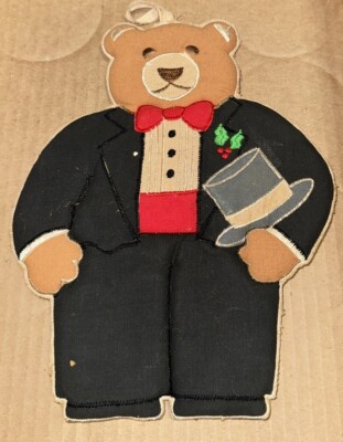 Vintage  BEAR POTHOLDER, Celebrating A Special Event. 9 X7  Stocking Stuffer