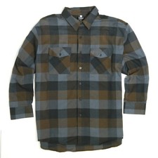 YAGO Men's Casual Plaid Flannel Long Sleeve Shirt YG2508-22A Brown/Gray S-5XL