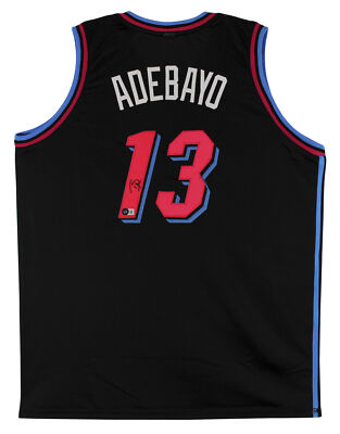 Bam Adebayo Authentic Signed Black Miami Vice Pro Style Jersey BAS