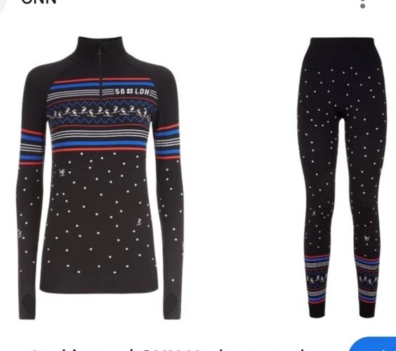 Sweaty Betty Seamless Ski Base Layer Set Leggings & Top M Snow Fall Thermals