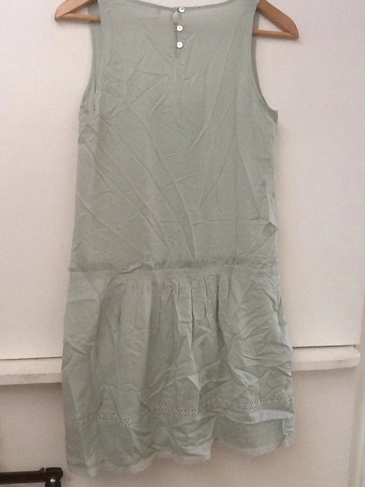 UNDERCOVER Abito prendisole donna segreto senza maniche verde vita bassa ricamato taglia XS