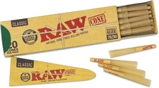 Raw Classic Single Wide CONE Rolling Papers 20 Cones/PK 70mm x 30mm USA SHPD