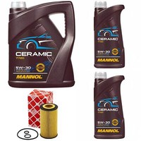MotoröL Set Mannol 5W-30 Ceramic Plus 7 Liter + ÖLfilter FüR Infiniti Mercedes