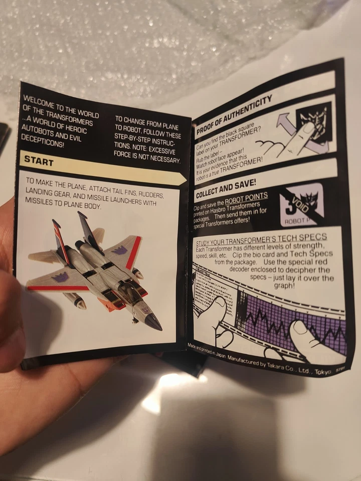 Transformers G1 Starscream 1984 Hasbro Con Accesorios Caja Y Manual - Imagen 3 de 4