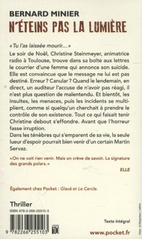Thumbnail - N'éteins Pas La Lumière Bernard Minier Taschenbuch 703 S. Französisch