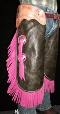 Custom Made Leather Kid's Chinks/Pink Kid's Chaps/Made in USA