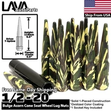 20x Camo Tactical 1/2-20 Spike Lug Nut Fit CJ Wrangler Cherokee Jaguar XJ XK
