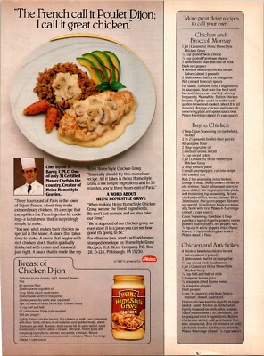 Heinz Home Style Gravy Chicken Breast of Chicken Dijon Original Vintage Print Ad