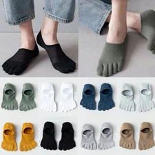 Mens Cotton Five Toe Socks Solid Sport Ankle breathable Low Cut Short Hosiery