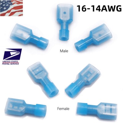 50-200PCS 16-14 AWG Male & Female Fully Insulated Nylon Quick Disconnect .250''