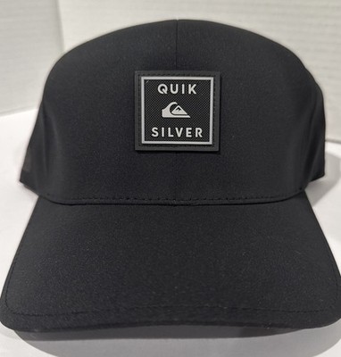 Quiksilver Black Fitted Hybrid Hat Cap Small  PVC Patch Logo
