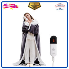 Electric Flannel Throw Blankets, Wearable Heated Blanket,7 Level Heating 1-4 H