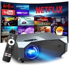 [Netflix Officially/High Brightness] Smart Projector with WiFi 6 and Bluetoot...