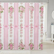 Flower Bow Shower Curtains Floral Bowknot 72"W x 72"L Pack of 1 Light Pink