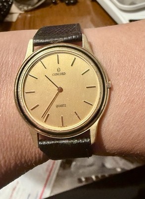 Concord Mens 14k Gold Watch Ultra Thin With Box