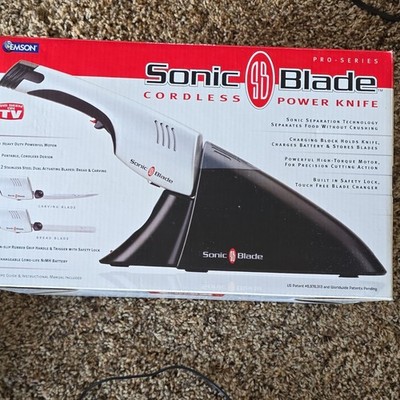 Emson Sonic Blade Pro-Series Cordless Electric Knife 2x 6in Blades Safety Lock