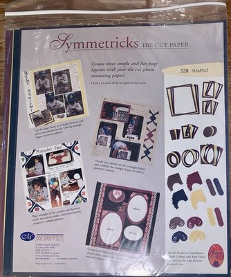 Creative Memories Symmetricks Die Cut Paper 8-10x12 sheets 4 colors 328 Shapes!