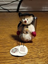 Figura de oso articulado hecha a mano "Bebé muñeco de nieve" miniaturas coleccionables de cabaña 3"