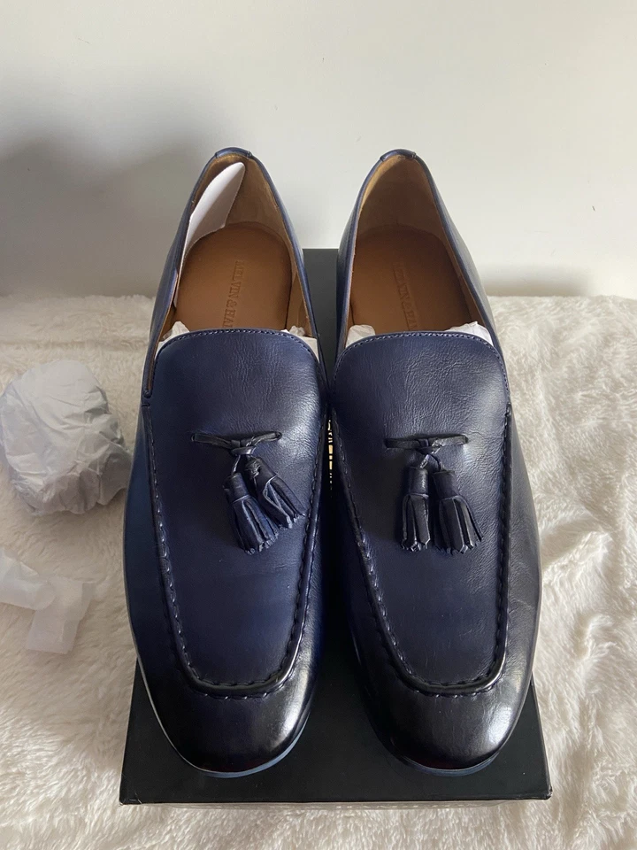 Neu Melvin & Hamilton Herren Slipper Loafers Gr. 44 Blau Leder Quasten NP219,90€ - Bild 3 von 4