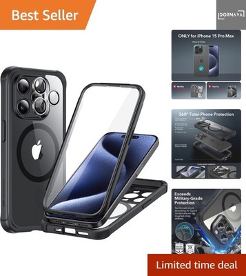 für iPhone 15 Pro Max Hülle, Kompatibel mit MagSafe, 360 Grad Schutzhülle Sto...