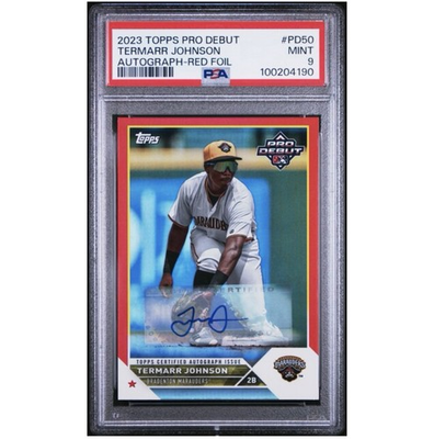 #ad #ad 2023 Topps Pro Debut Termarr Johnson #PD 50 Red Foil Autographs 10 AU RC $75.00