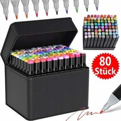 80 Farben Marker Stifte Grafitti Farbige Twin Tip Textmarker Studenten Manga Neu