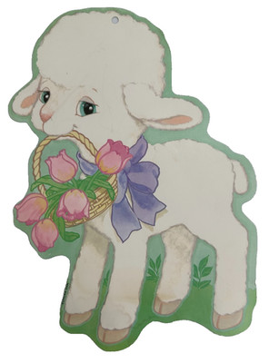 Eureka Easter Spring Holiday Little Lamb Flower Basket Paper Die Cut Wall Decor