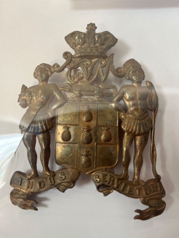 helmet plate jamaica militia british miltiary badge from jamaica 1890