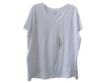 NWT TIME and TRU Vivid White V-Neck Short Sleeve T-Shirt XXL 20