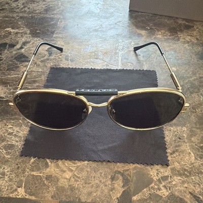 Versace Men s Oval Sunglasses Gold Metal Frame Black Tinted Lenses