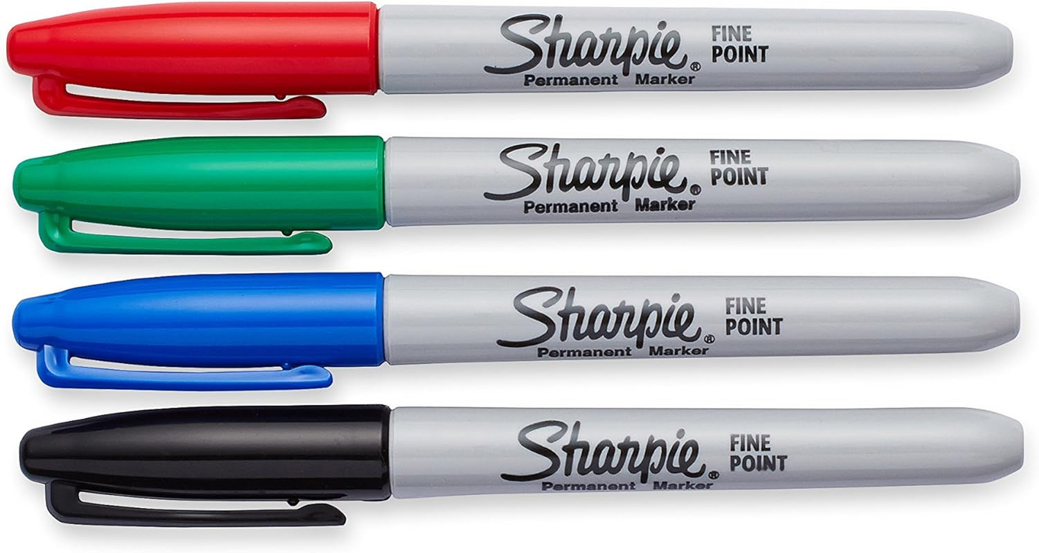 Sharpie Permanent Markers, Fine Point, Assorted Colors, 4-Pa