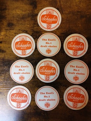 Lot of 10 Vintage Schaefer Beer Coasters 3.5'' Round East's No. 1 Draft Choice