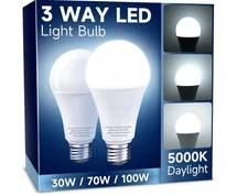 (Free Duty Tax) 3 Way LED Light Bulbs, 30/70/100W Equivalent, Daylight White