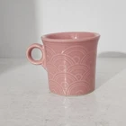 Rare Fiesta Rose Pink Embossed Mugs Homer Laughlin Fan- Art Deco Style