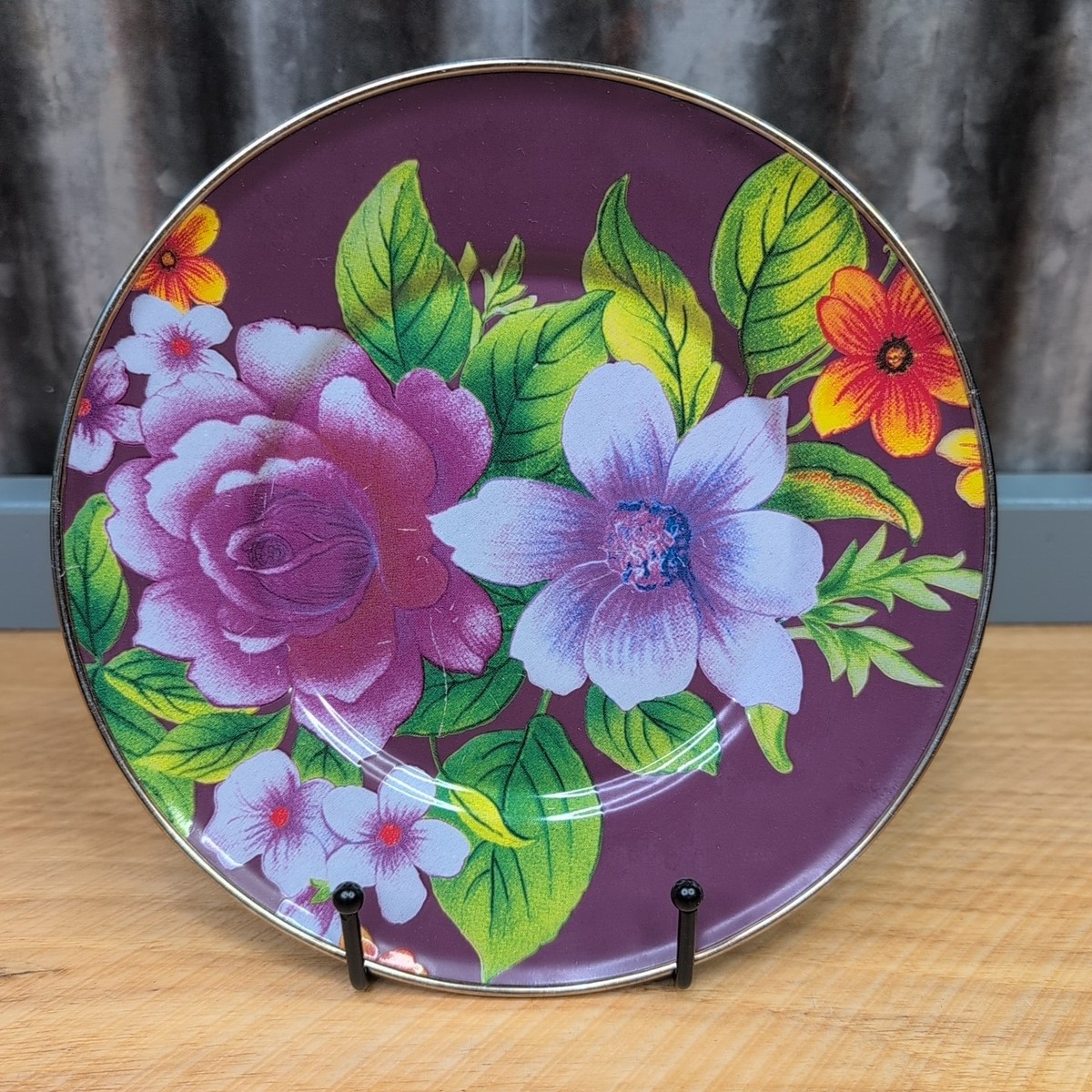 【新品】McKenzie-Childs 花柄　プレート MacKenzie Childs Flower Market Plum Purple Salad Dessert Plate 8