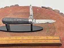 Vintage Cattaraugus 2 blade Swell End Jack Knife black wood handle--3269.24