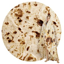 Burritos Tortilla Throw Blanket, Tortilla Wrap Blanket, Novelty Tortillas Rou...