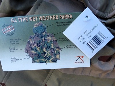 Rothco Wet Weather Parka Camouflage Nylon Ecwcs Gen1 Desert Camo 