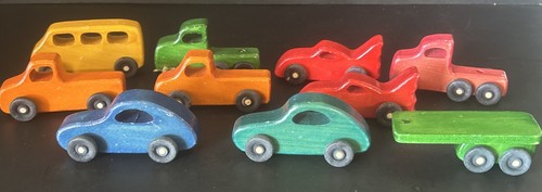 16-Vintage Amish Wooden Toys, Cars,Trucks, Etc