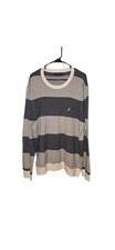 Mens Navy  White Knit Nautica Sweater, XL, Striped, Soft, Boat Sailing Nautical