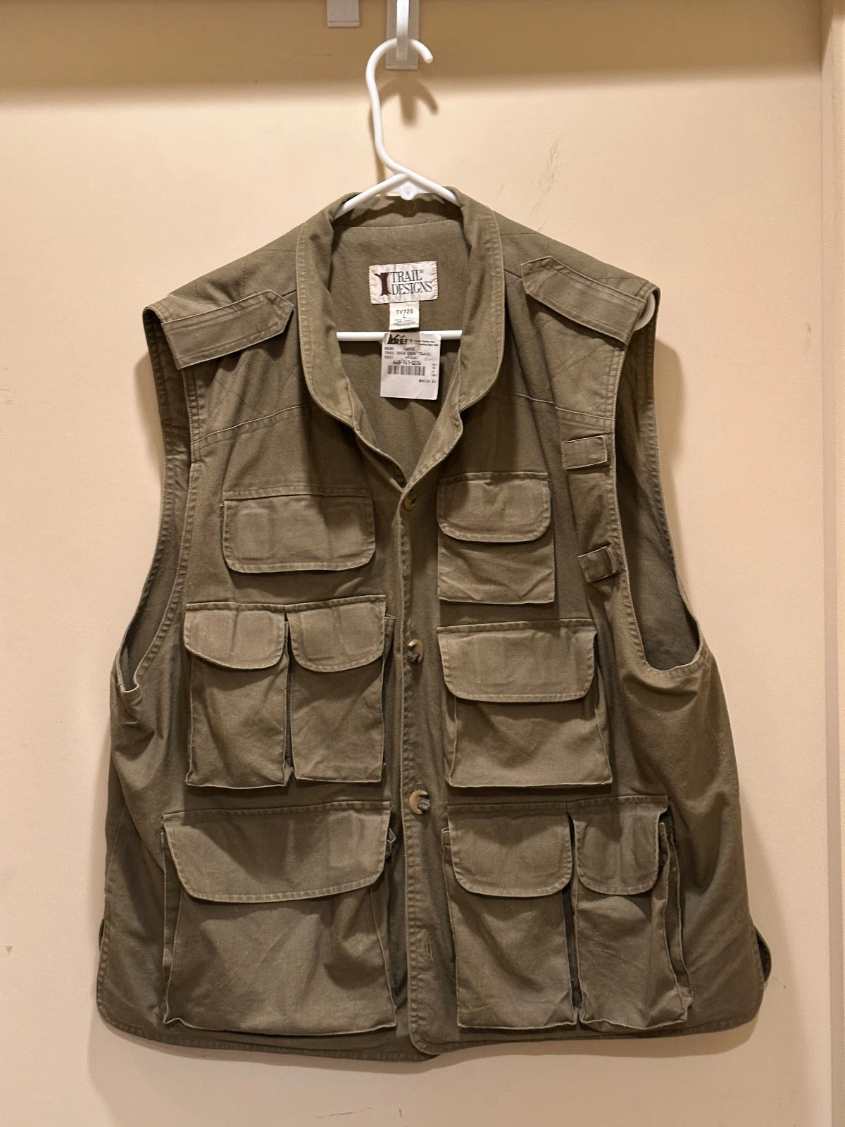 Trail Designs Canvas Fishing/Photography/Utility Safari Vest Olive Green Adult L