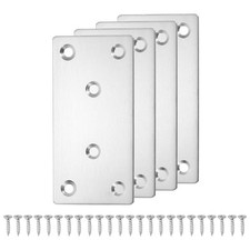 4 Set Flat Mending Plates, 2 x 4 Inch Stainless Steel Flat Brackets, Silver