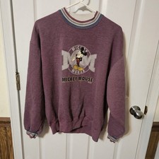 Vintage 90s Made In USA Disney Mickey Mouse Velva Sheen Sweatshirt Purple L Y2k